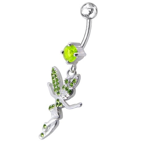 Jeweled Flying Angel Dangling Belly Ring - Monster Piercing