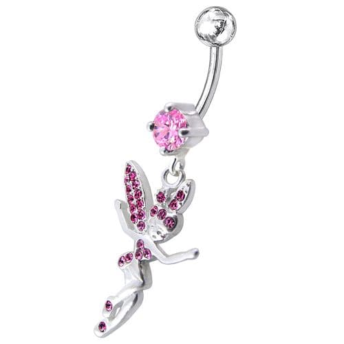 Jeweled Flying Angel Dangling Belly Ring - Monster Piercing