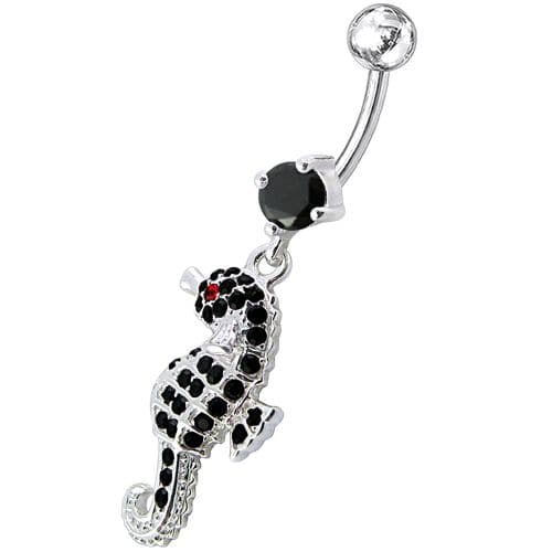 Jeweled Sea Horse Dangling Belly Ring - Monster Piercing