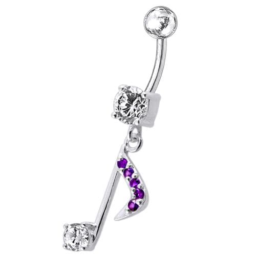 Fancy Jeweled Silver Dangling Navel Belly Ring Body Jewelry - Monster Piercing