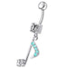 Fancy Jeweled Silver Dangling Navel Belly Ring Body Jewelry - Monster Piercing