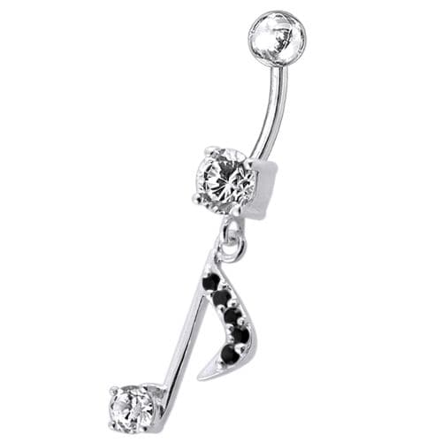 Fancy Jeweled Silver Dangling Navel Belly Ring Body Jewelry - Monster Piercing