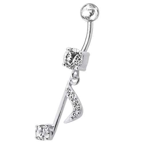 Fancy Jeweled Silver Dangling Navel Belly Ring Body Jewelry - Monster Piercing