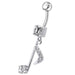 Fancy Jeweled Silver Dangling Navel Belly Ring Body Jewelry - Monster Piercing