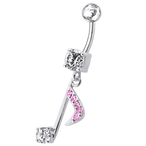 Fancy Jeweled Silver Dangling Navel Belly Ring Body Jewelry - Monster Piercing