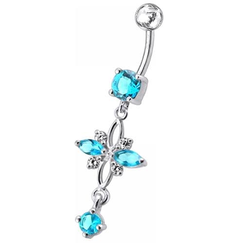 Fancy  Jeweled Dangling Navel Belly Button Ring - Monster Piercing