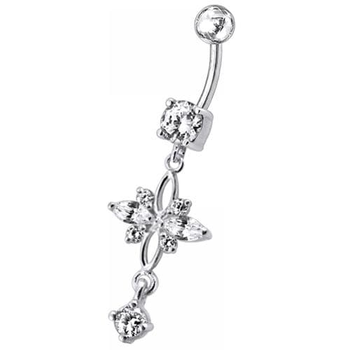 Fancy  Jeweled Dangling Navel Belly Button Ring - Monster Piercing