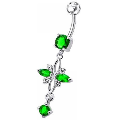 Fancy  Jeweled Dangling Navel Belly Button Ring - Monster Piercing