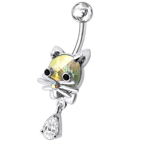 Jeweled Cat Dangling Navel Banana - Monster Piercing