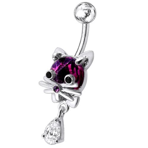 Jeweled Cat Dangling Navel Banana - Monster Piercing