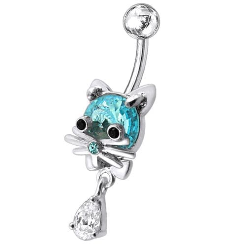 Jeweled Cat Dangling Navel Banana - Monster Piercing