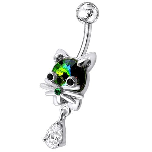 Jeweled Cat Dangling Navel Banana - Monster Piercing