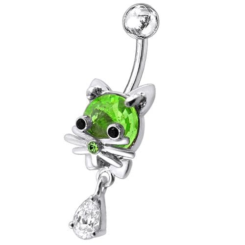 Jeweled Cat Dangling Navel Banana - Monster Piercing