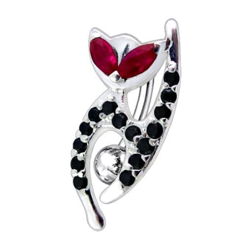 Fancy Jeweled Cat Dangling Reverse Belly Ring - Monster Piercing