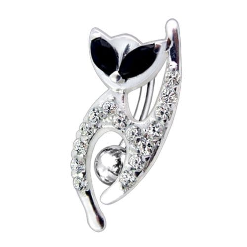 Fancy Jeweled Cat Dangling Reverse Belly Ring - Monster Piercing