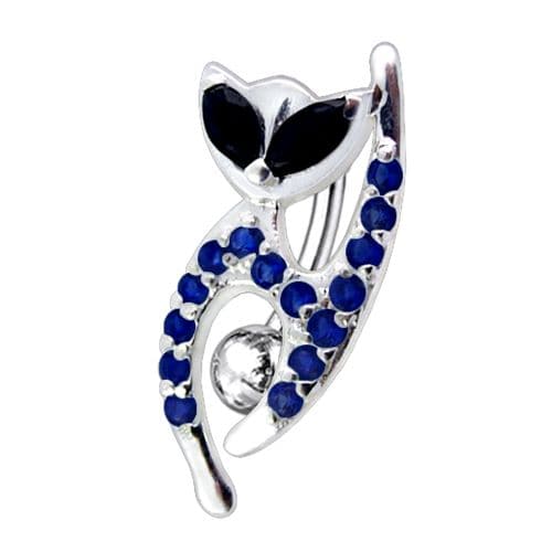 Fancy Jeweled Cat Dangling Reverse Belly Ring - Monster Piercing