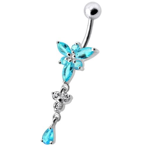 Fancy  Jeweled Dangling Belly Navel Ring - Monster Piercing