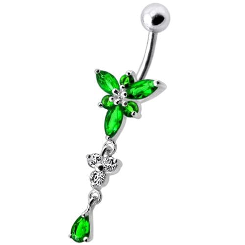 Fancy  Jeweled Dangling Belly Navel Ring - Monster Piercing