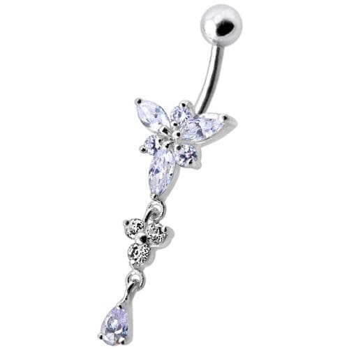 Fancy  Jeweled Dangling Belly Navel Ring - Monster Piercing