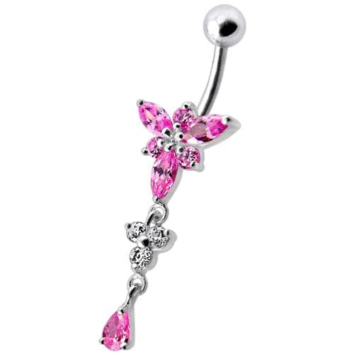 Fancy  Jeweled Dangling Belly Navel Ring - Monster Piercing