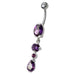 Fancy Single CZ Jeweled Dangling Navel Belly Body Jewelry Ring - Monster Piercing