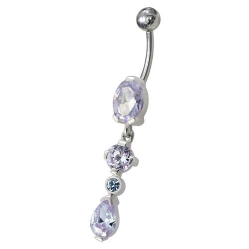 Fancy Single CZ Jeweled Dangling Navel Belly Body Jewelry Ring - Monster Piercing