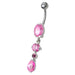 Fancy Single CZ Jeweled Dangling Navel Belly Body Jewelry Ring - Monster Piercing