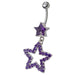 Fancy Jeweled Star Dangling Curved Bar Belly Ring - Monster Piercing