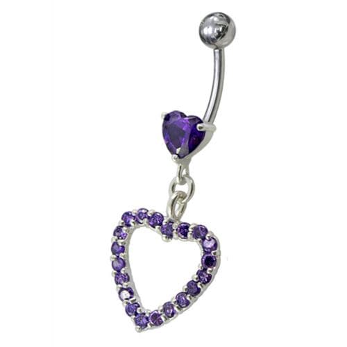 Fancy  Jeweled Heart Dangling Navel body Jewelry - Monster Piercing