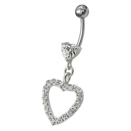 Fancy  Jeweled Heart Dangling Navel body Jewelry - Monster Piercing