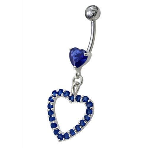 Fancy  Jeweled Heart Dangling Navel body Jewelry - Monster Piercing