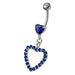 Fancy  Jeweled Heart Dangling Navel body Jewelry - Monster Piercing