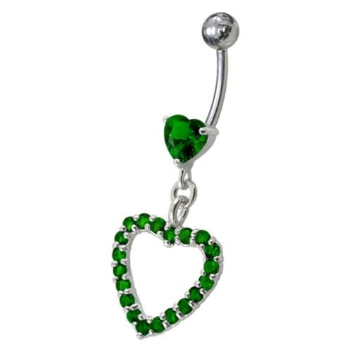 Fancy  Jeweled Heart Dangling Navel body Jewelry - Monster Piercing