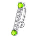 Fancy Jeweled Dangling Reverse Belly SS Banana Ring - Monster Piercing