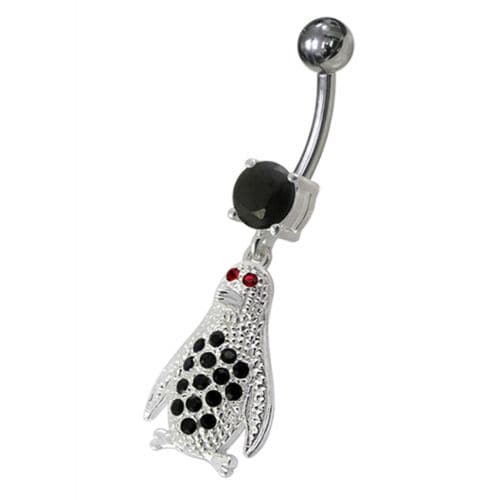 Jeweled Penguin Dangling Belly Ring - Monster Piercing