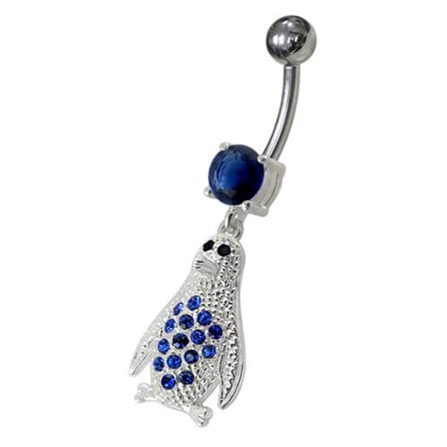 Jeweled Penguin Dangling Belly Ring - Monster Piercing