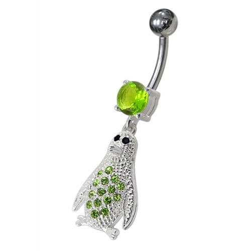 Jeweled Penguin Dangling Belly Ring - Monster Piercing