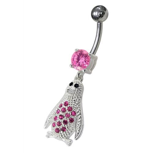 Jeweled Penguin Dangling Belly Ring - Monster Piercing