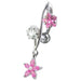 316L Surgical Steel Fancy Jeweled Dangling Reverse Curved Bar Belly Ring - Monster Piercing