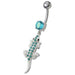 Fancy Jeweled Lizard Dangling Navel Belly Ring - Monster Piercing