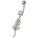 Fancy Jeweled Lizard Dangling Navel Belly Ring - Monster Piercing