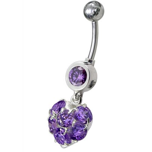 Fancy  Heart Dangling Belly Ring - Monster Piercing