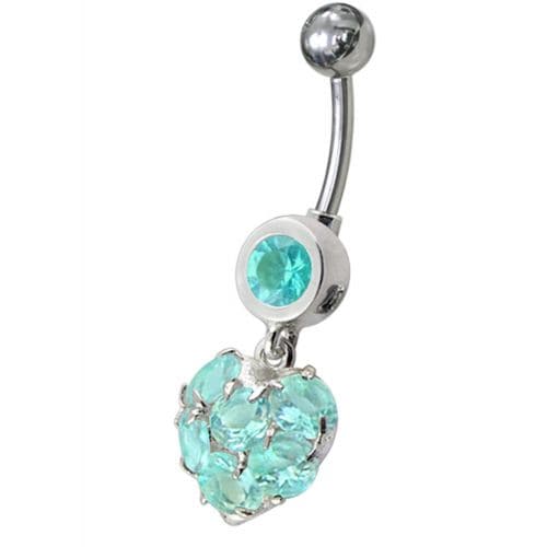 Fancy  Heart Dangling Belly Ring - Monster Piercing