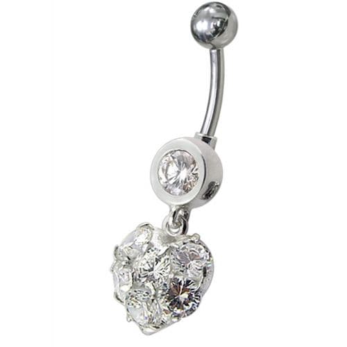 Fancy  Heart Dangling Belly Ring - Monster Piercing