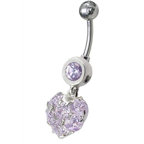 Fancy  Heart Dangling Belly Ring - Monster Piercing