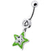 Fancy Jeweled Star Dangling Banana Bar Navel Ring - Monster Piercing