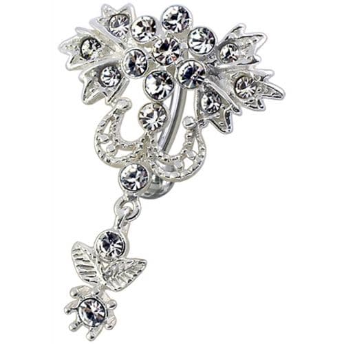 Fancy Crown Shape Dangling Belly Ring Navel Button - Monster Piercing