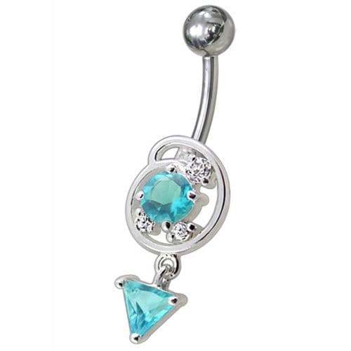 Silver Fancy Dangling Belly Navel Ring - Monster Piercing