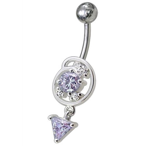 Silver Fancy Dangling Belly Navel Ring - Monster Piercing