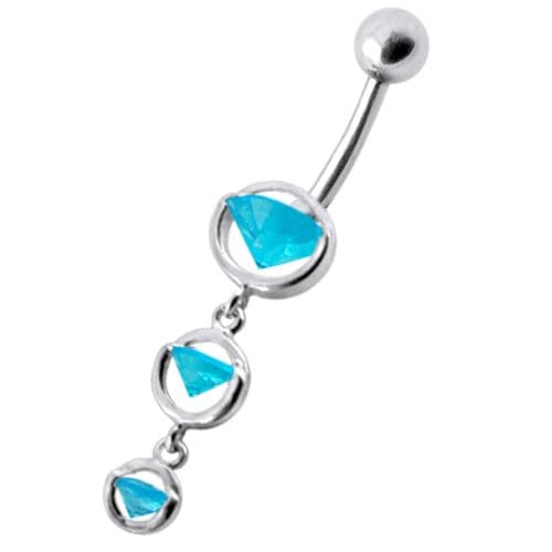 Fancy  Studded Dangling Navel Belly Ring - Monster Piercing